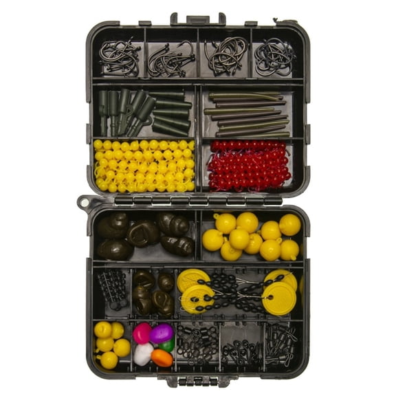 Fishing Equipment Kit, Fish Tackle Box Set with Swivels Hooks Sleeves Rubber Tubing, for Tasks like Changing Hook Links, Attaching , Preventing Line (Fishing）