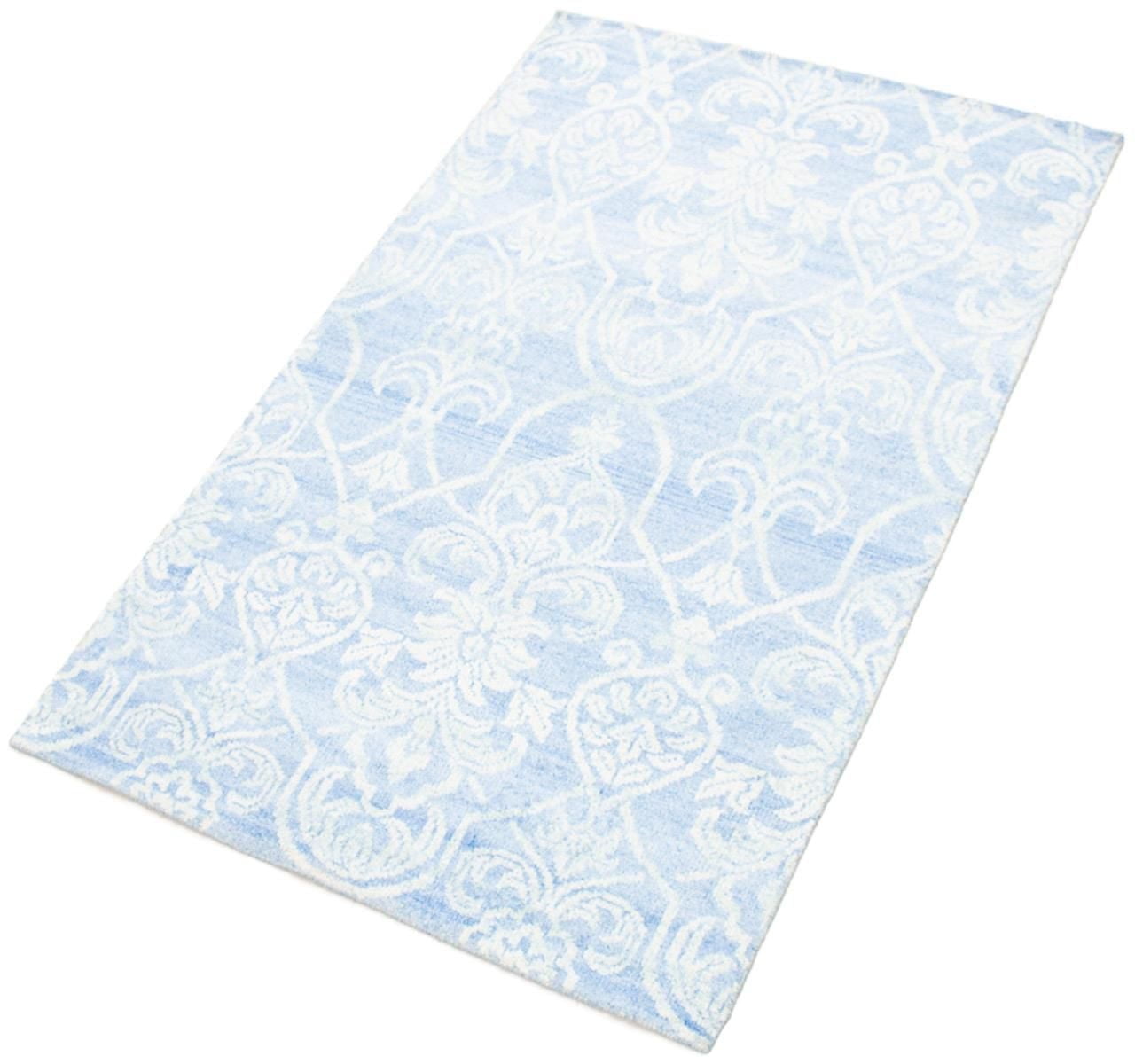 ECARPETGALLERY 4'11" x 7'9" Transitional Jules Oushak Hand-knotted Area Rug for Living Room, Dining Room and Bedroom in Blue