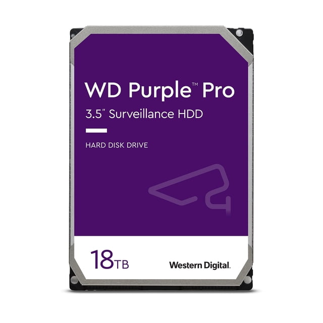 Disco duro interno Western Digital WD Purple Pro Surveillance de 18 TB - SATA 6 Gb/s, 512 MB de caché, 3,5" - WD181PURP