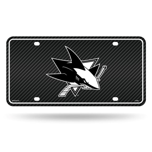 San Jose Hockey Sharks Carbon Fiber Design Look - Standard License Plate Auto Tag
