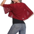 thumbnail image 3 of Womens Short Cardigan Chiffon Top Open Front Bolero Shrug Short Sleeve Crop Tops, 3 of 4