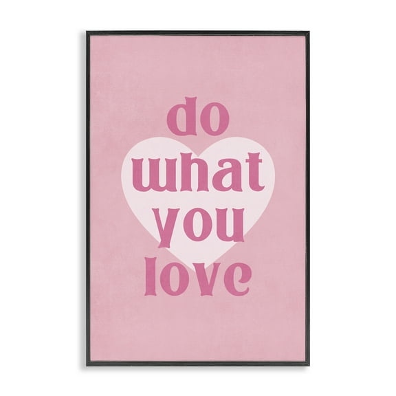 Stupell Industries Do What You Love Pink Text & Numbers Painting Black Framed Art Print Wall Art, 12 x 18