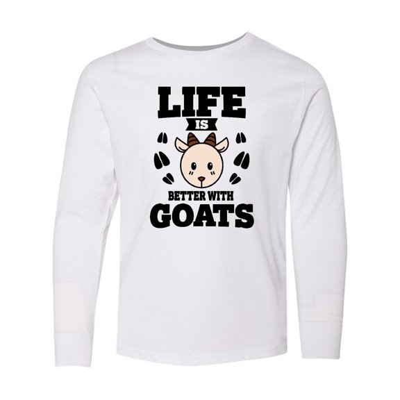 Inktastic Life is Better with Goats Long Sleeve Youth T-Shirt