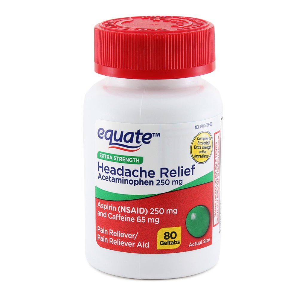 Equate Extra Strength Headache Relief Geltabs, 250 mg, 80 Count