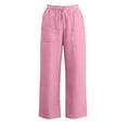 thumbnail image 3 of KyCheLot Girls Cotton Linen Pants Hem Slit Summer Comfy Wide Leg Elastic Waist Lounge Pant with Pockets, 3 of 6