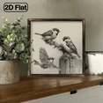 thumbnail image 5 of 2D Flat, Vintage Birds Sketch Framed Art Print, 8x8 Inch Decorative Signs & Plaques, Black White Nature Wildlife Wall Decor for Living Room Bedroom Office, Rustic Animal Artwork Gift for Nature, 5 of 9