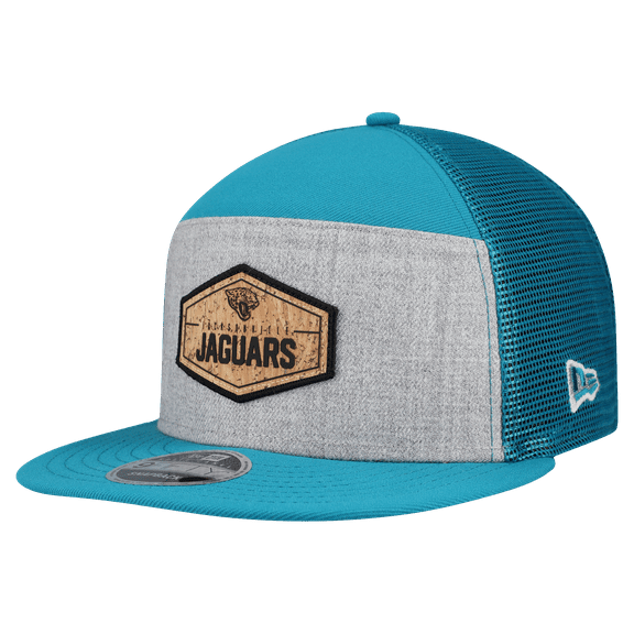 Men's New Era  Gray/Teal Jacksonville Jaguars Cork Split Panel 9FIFTY Trucker Snapback Hat