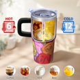 thumbnail image 6 of Rose 20oz Stainless Steel Tumbler with Handle and Straw – Insulated Travel Cup with Sliding Lid, 360° Full Wrap Printed Mug for Home, Outdoor & Sports Use, Flower, 6 of 6