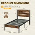 thumbnail image 5 of Lifezone Twin Bed Frame with Rustic Vintage Wood Headboard and Footboard,Metal Support,Rustic Brown, 5 of 7