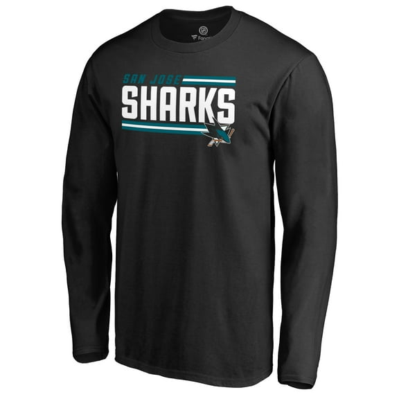 Men's Black San Jose Sharks Iconic Collection On Side Stripe Long Sleeve T-Shirt
