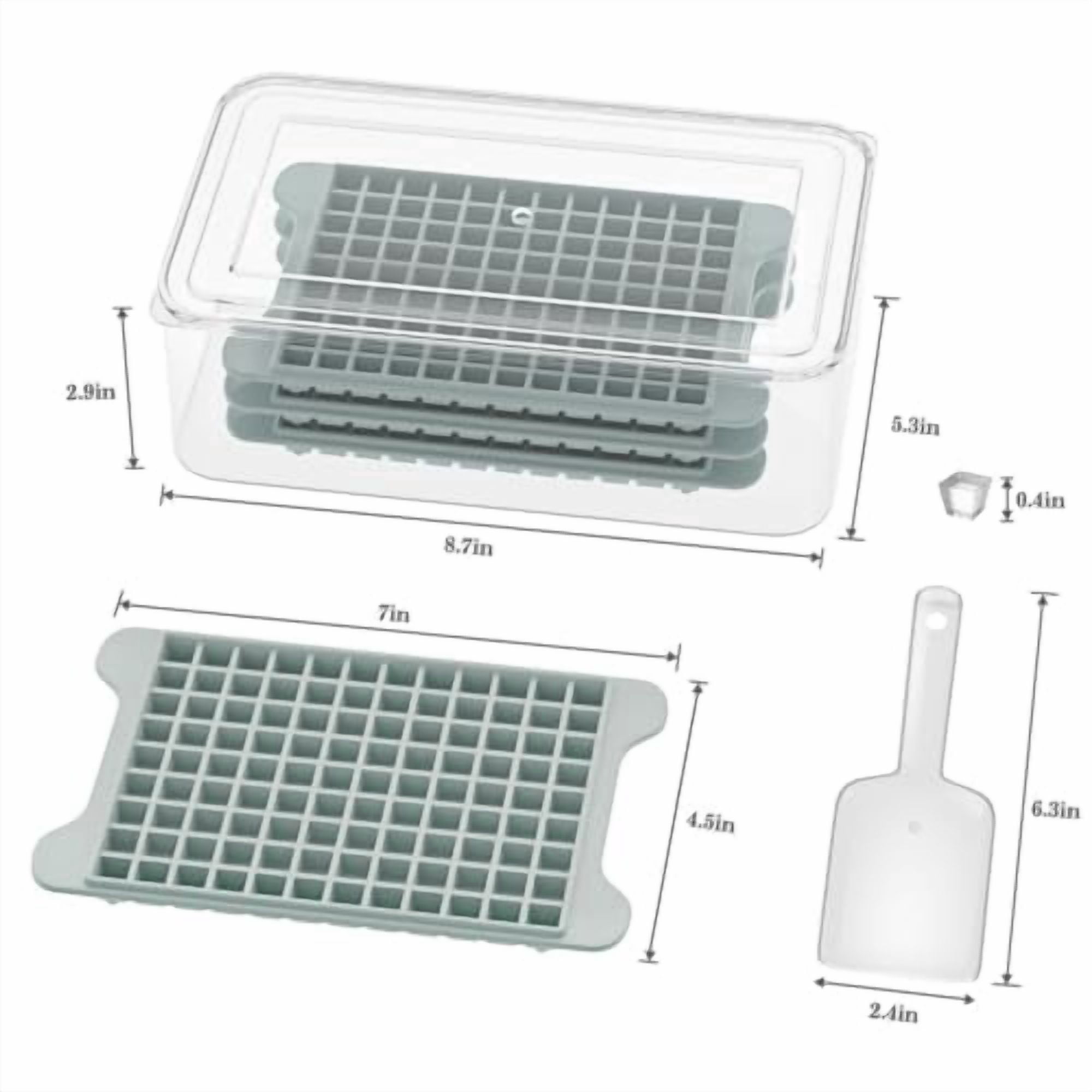 Mini Ice Cube Tray for Freezer: Nugget Ice Cube Tray with Bin - Crushed Ice Maker Making 4×108 PCS Ice Cubes - Easy Release Silicone Ice Trays for Countertop, Gift, Home Kitchen Use