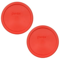 Pyrex 323-PC Red Round Plastic Storage Replacement Lid Cover (2-Pack)