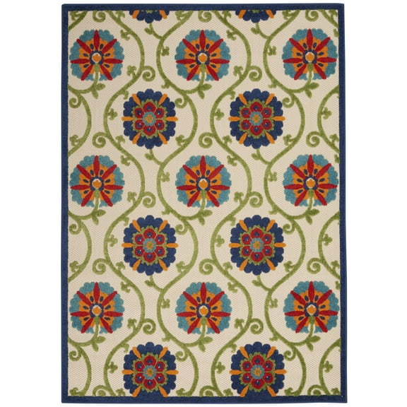 4â€™ x 6â€™ Blue Floral Vines Indoor Outdoor Area Rug