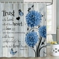 thumbnail image 5 of Farmhouse Flower Butterfly Bathroom Curtain, Rustic Blue Floral Dahlia Wooden Shower Curtain, Inspirational Quote Bath Curtain, Washable Fabric Shower Curtain Set with Hooks 36X72in, 5 of 6