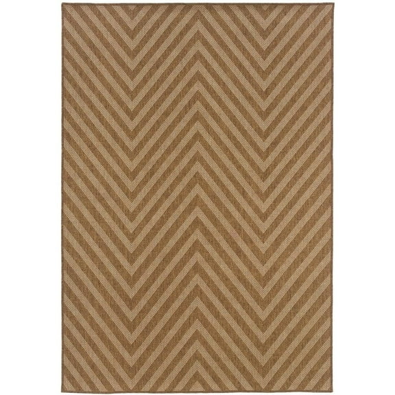 Oriental Weavers Karavia Indoor/Outdoor Rug - 1330X - 1'9" x 3'9" - in Tan/ Light Tan - Classic Casual Style, Water, Stain and Fade Resistant, Hose Clean, Patio, Outdoor Living Area Rug