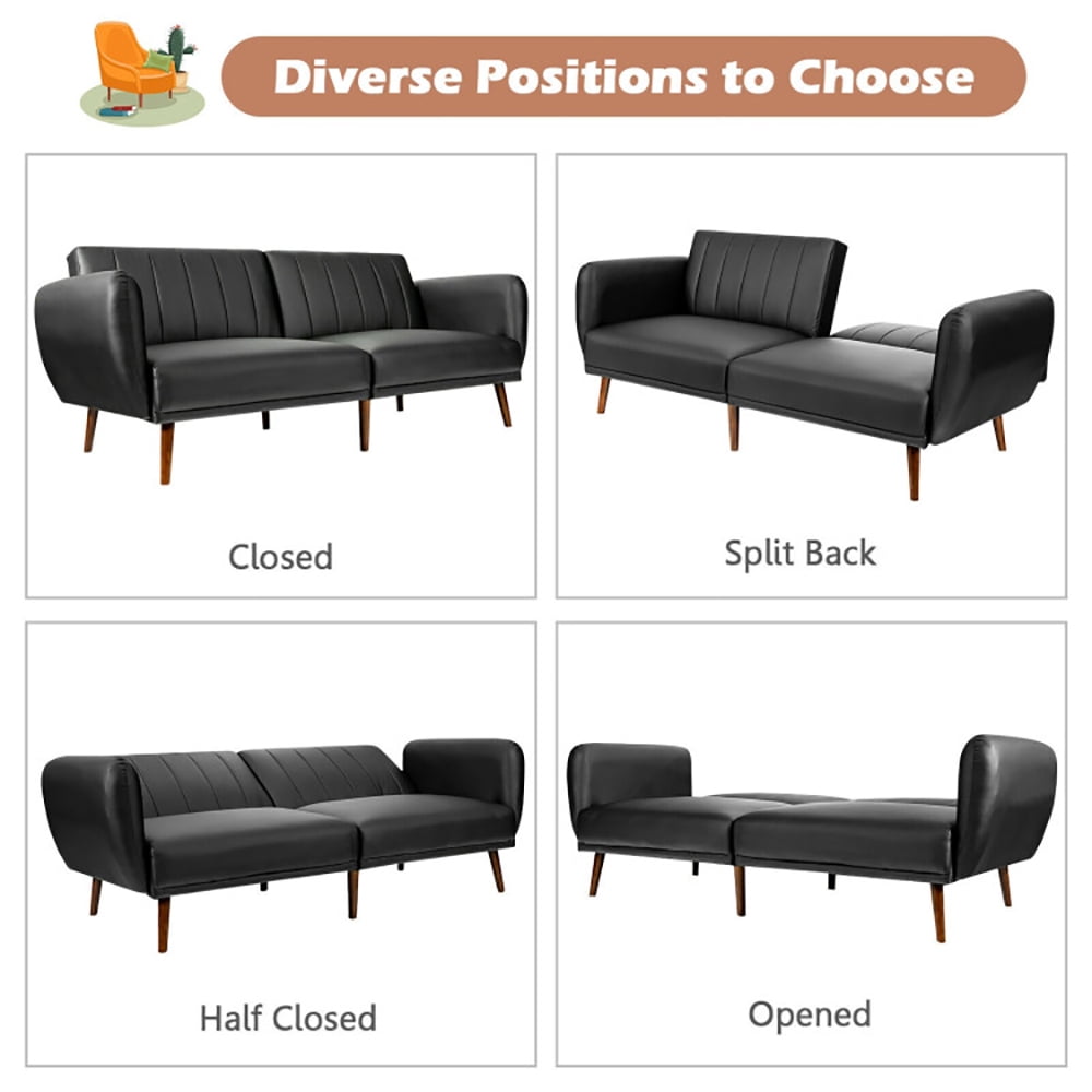 Finihen Convertible Futon Sofa Bed, Modern Convertible Sleeper Couch, 3 Seat Convertible Sofa Bed with Adjustable Backrest, for Living Room, Black Finihen Convertible Futon Sofa Bed, Modern Convertible Sleeper Couch, 3 Seat Convertible Sofa Bed with Adjustable Backrest, for Living Room, Black