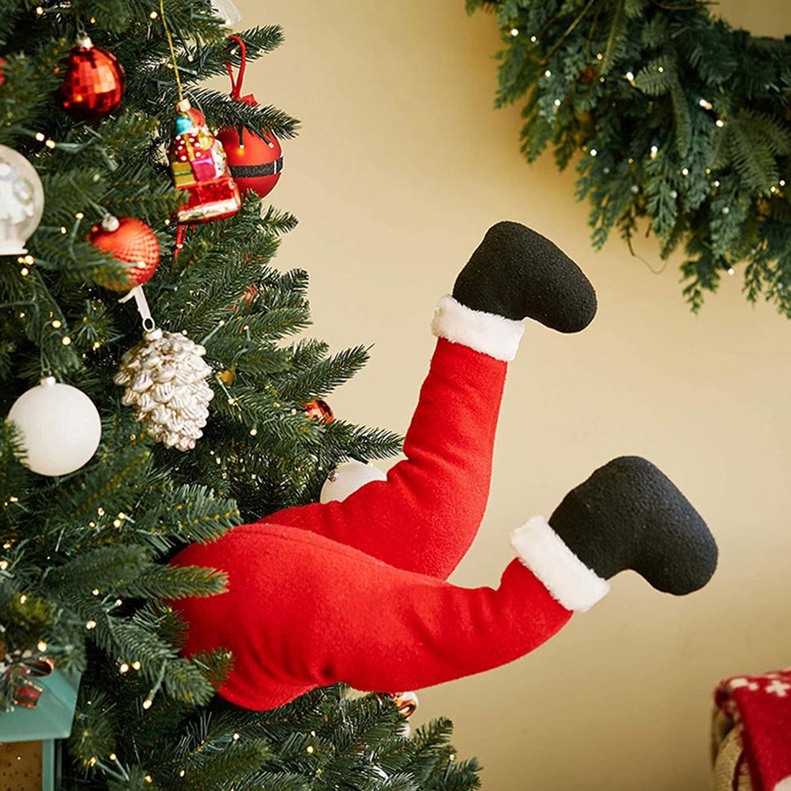 Happy Date Santa Elf Leg,Christmas Elf Legs with Black Shoes,Plush