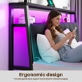thumbnail image 3 of EnHomee Metal Platform Bed Frame King Size with Headboard Upholstered Bed with 2-Tier Storage Shelf & Charge Station & LED Light,Black, 3 of 9