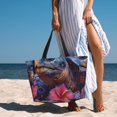 thumbnail image 6 of Daiia Realistic Flower Turtle Beach Travel Bag - Water-Resistant Beach Bag, Lightweight Tote with 7 Pockets for Women and Men - Gym,Pool,Camping,Reusable Grocery Bag, 6 of 7