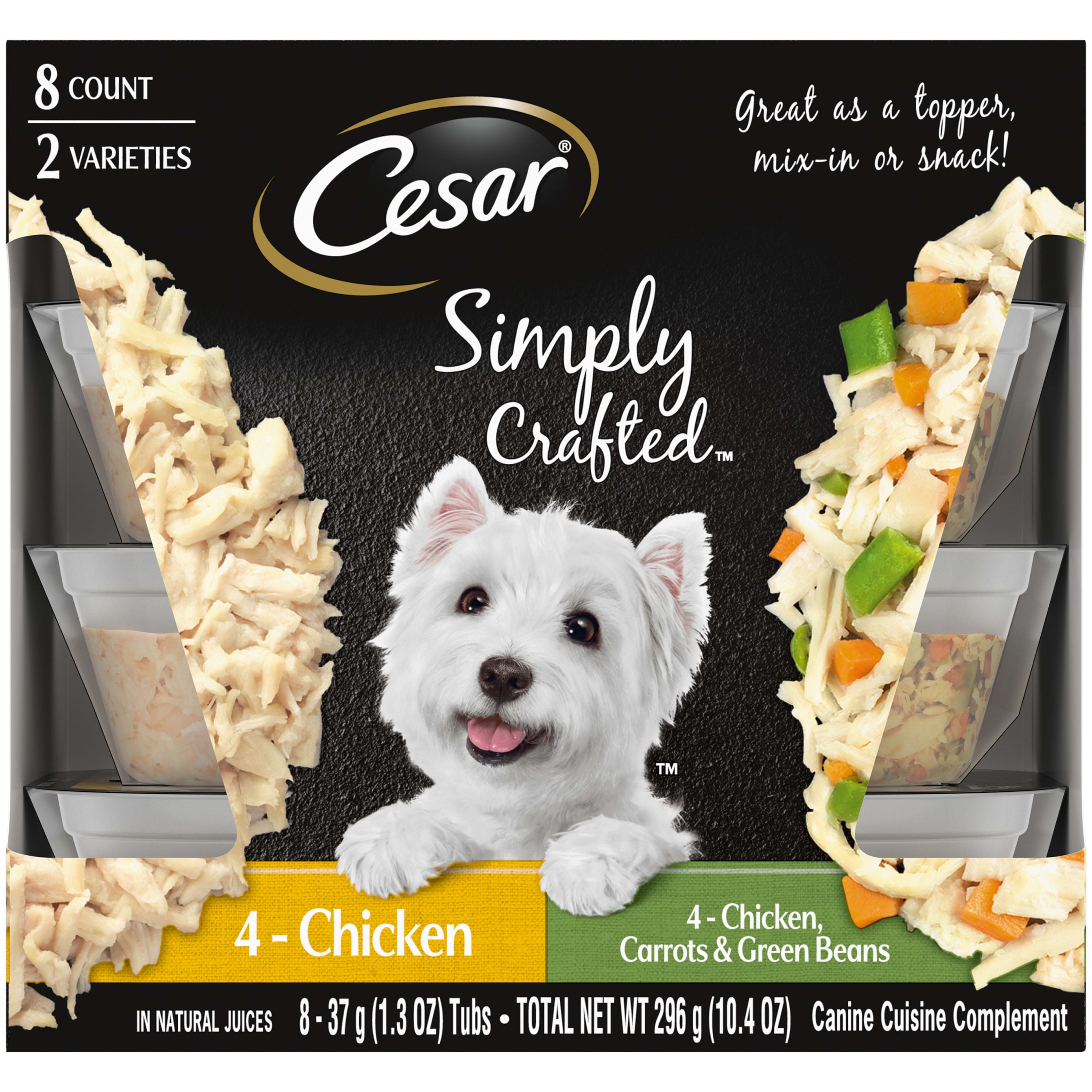 Cesar Simply Crafted Wet Dog Food Variety Pack 1.3 oz Tubs 8