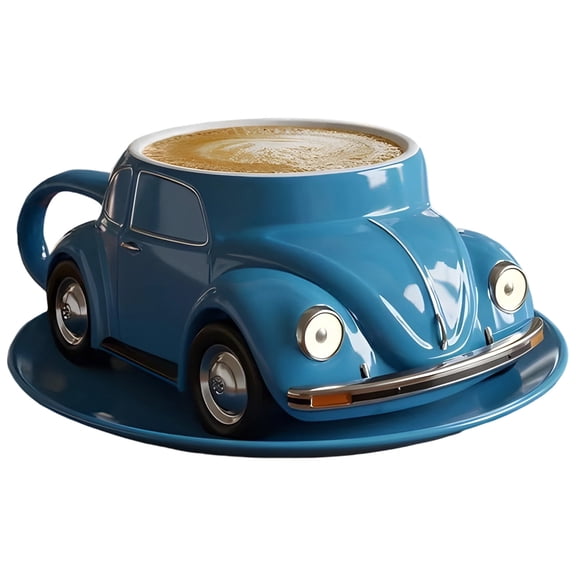 Bug Coffee Mug, Blue Beetle Shaped Novelty Car Collectible, Volkswagen Fan Gift, Stainless Steel Resin Desk Decor, Practical Coffee Cups