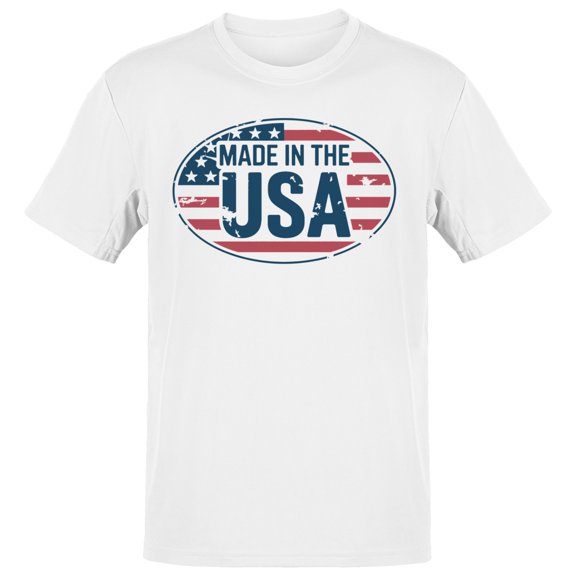Smartprints Made in USA Vintage Flag Men's T-shirt, White, S