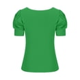 thumbnail image 6 of Drses Shirts for Women Sexy Zip Front V Neck Ruched Puff Sleeve Elegant Solid Shirts Tops Summer Casual Slim Fit Blouse, 6 of 6