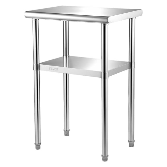 Stainless Steel Prep Table 24x18x36 Inch - Heavy Duty 600lbs Capacity Commercial Work Table with Adjustable Shelf & Feet for Kitchen Restaurant Garage
