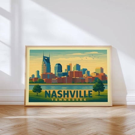 Nashville Tennessee Travel Wall Art, Unframed Paper Poster 8x10in