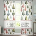 thumbnail image 3 of Christmas Semi Sheer Curtains 72 Inch Length 2 Panels Set, Winter Watercolor Xmas Pine Trees Sheer Kitchen Curtain Privacy Voile Window Curtain for Living Room Bedroom Rod Pocket Drapes, 3 of 7
