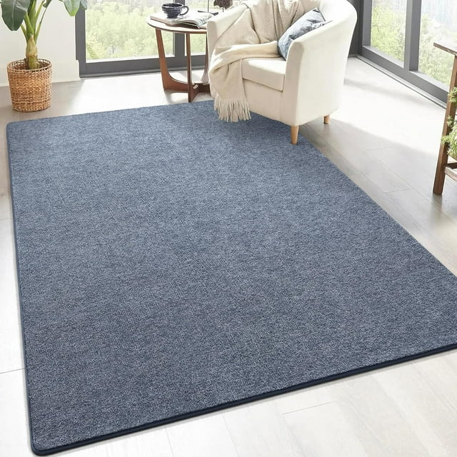 Keeko Living Room Rugs 7x10, Soft Modern Large Area Rug for Bedroom Washable Memory Foam Indoor Big Carpet Low Pile Minimalist Non Slip Rug for Classroom Dorm Kids Room Home Decor Blue and White