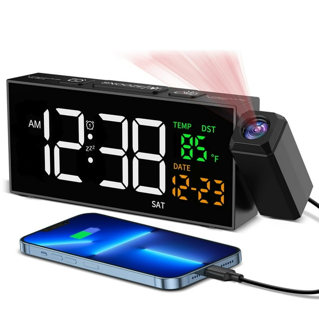 Despertador de proyección Netzu para dormitorio con fecha y temperatura