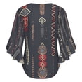 thumbnail image 6 of Tribal Geometric Textile Design Women's V-Neck Blouse With 3/4 Ruffled Bell Sleeves Casual Top Ladies Blouses, 6 of 7