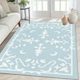 thumbnail image 6 of 1PC Light Blue and White Floral Pattern Area Rug Partial Carpet, Lightweight Washable Easy-to-Care-for Carpet Floor Mat Festival Gift, Suitable for Living Room, Bedroom, Dining Room, Office, Balcony,, 6 of 9