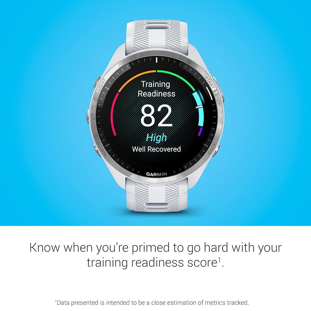 Garmin 010-02809-01 Forerunner 965 Running Smartwatch Whitestone and Powder Gray Bundle with 2 YR CPS Enhanced Protection Pack