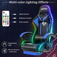 thumbnail image 6 of HOFFREE Gaming Chair with LED RGB Lights with Massage and Footrest Ergonomic Computer Chair High Back Video Game Chair with Adjustable Lumbar Support Linkage Armrest Blue and Black, 6 of 7