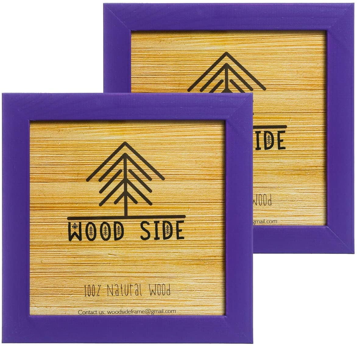 Wood Side Rustic Wooden Square Picture Frames 8x8 Set of 2 Natural Solid Eco Wood with Real