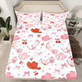 thumbnail image 2 of Feelyou Bowknot Cowgirl Boot Full Size Sheets, Cartoon Cherry Love Heart Bed Sheets, Teens Kids Girls Women Sheet Sets, Breathable Home Decor, 4pcs, 2 of 7