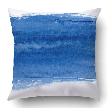 BPBOP Hand Painted Blue Watercolor Brushstroke Stains Trendy Pillowcase Pillow Cushion Cover 18x18