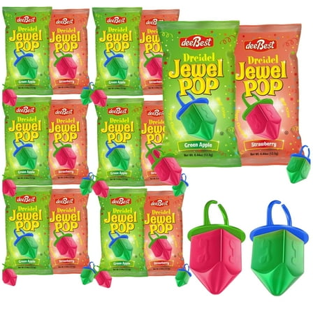 Dreidel Jewel Pop Ring Shape Hanukkah Candy 12 Count Individually Wrapped Dreidels Hanukah Theme Decorations Kosher Candy Party Favor For Kids Chanukah Gift Bags Variety Pack