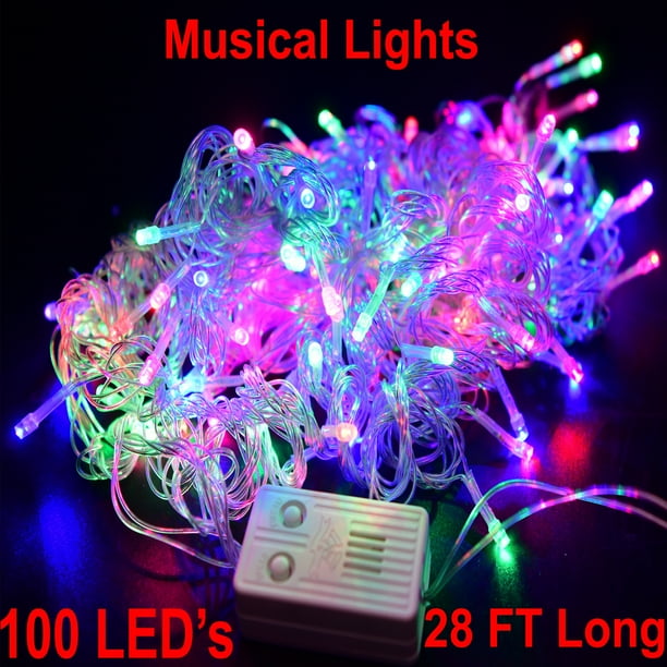 Musical Christmas Lights Twinkling Tree 100 LED Strip With Music Clear