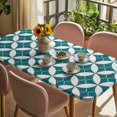thumbnail image 3 of Abstract Geometric Table Cloths for 5 Foot Rectangle Tables, Vintage Rhombus Circle Texture Green Patio Waterproof Elastic Fitted Tablecloths, Washable Rectangular Table Cover for Camping, 3 of 8