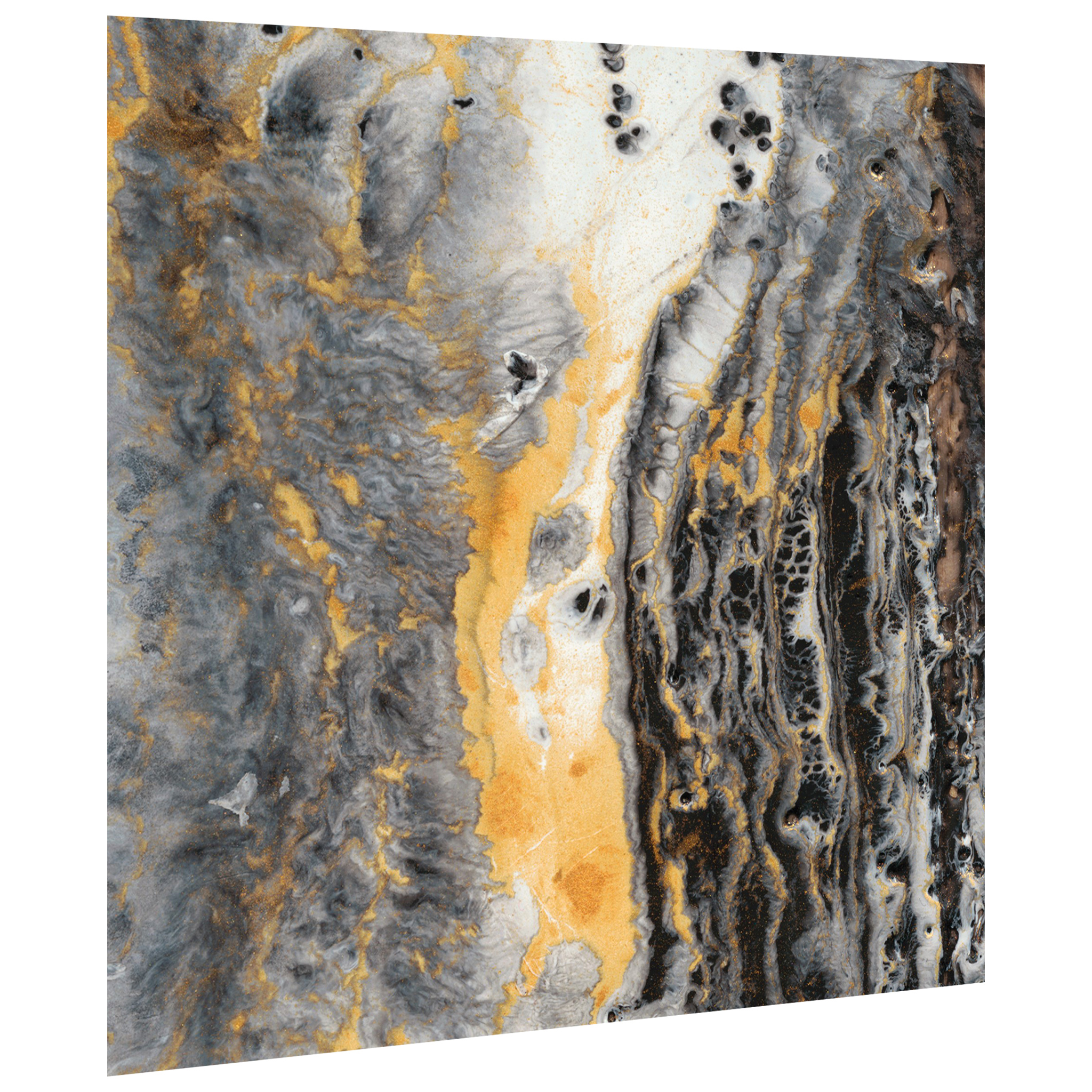 Empire Art Direct Bands of Gold A & B Frameless Free Floating Tempered Glass Panel Graphic Wall Art, 38" x 38" each, Ready to Hang