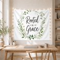 thumbnail image 5 of Rooted in Grace Script on White Background, Peaceful Rustic for Faith Lovers, Botanical Wreath Wall Art, Easter Gift, Tapestry Wall Hanging for Bedroom and Living Room, 5 of 7