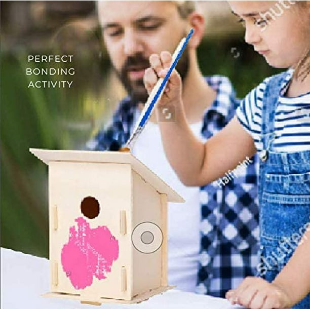 12 Wooden Birdhouses - Crafts for Girls and Boys - Kids Bulk Arts and Crafts  Set - 12 DIY Unfinished Wood Bird House Kits, 12 Paint Strips, 12  Paintbrushes & Stickers for Children to Build & Paint – Kidzlane
