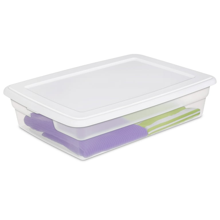 Sterilite 28-Quart Clear Storage Box with Cover See-through Base, 10-Pack