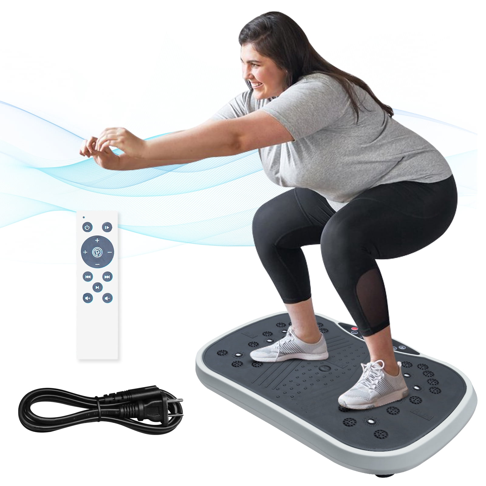 Mintazer Vibration Plate Exercise Machine with Remote Control & Magnetic Acupressure, Whole Body Workout Platform for Home Fitness, Grey & Black