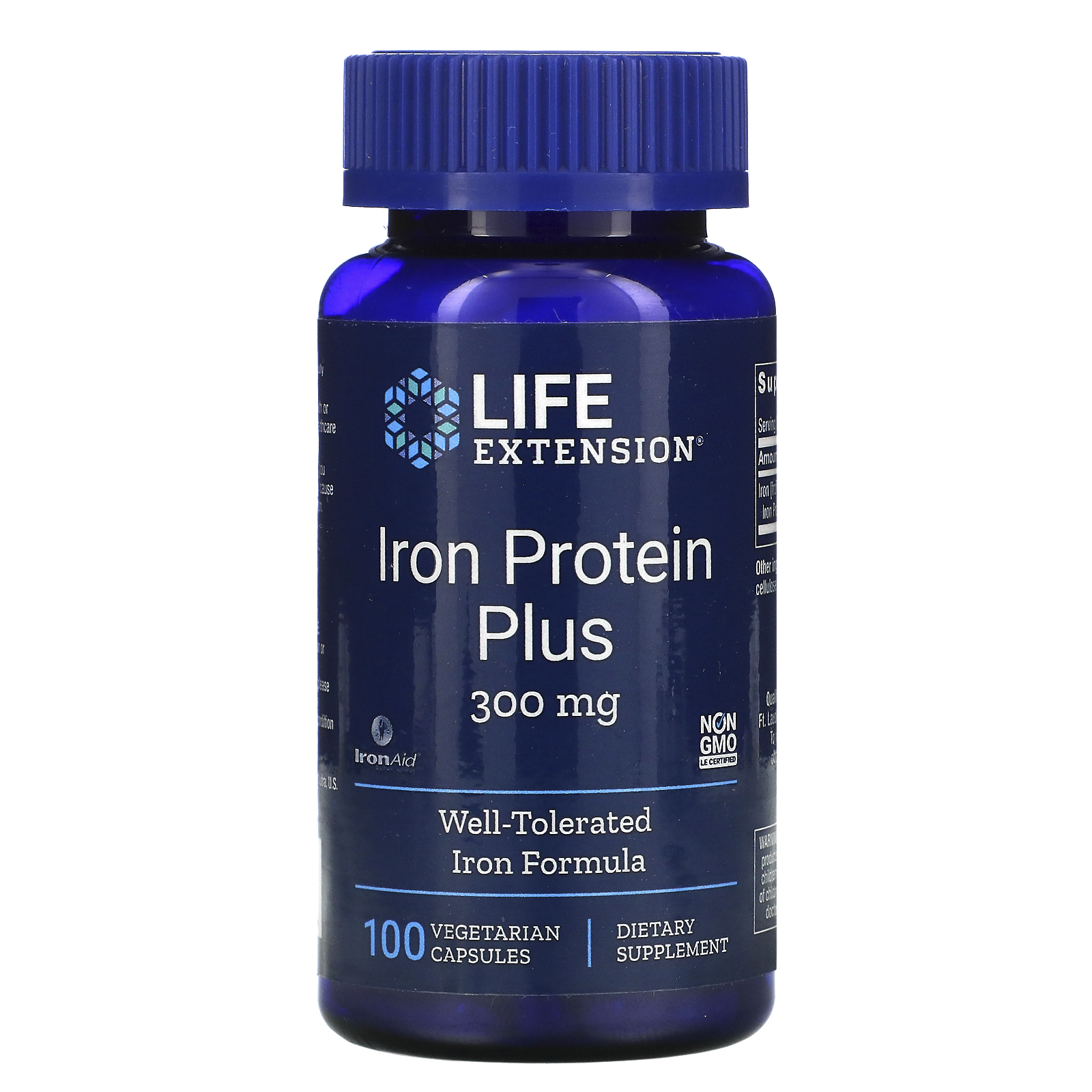 Life Extension Iron Protein Plus, 300 mg, 100 Vegetarian Capsules
