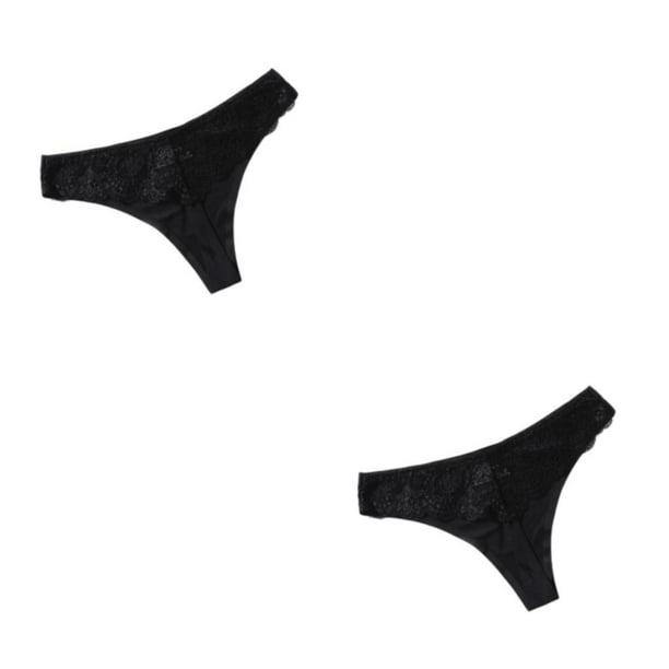 Minnieouse Bragas de tiro bajo Ropa interior de mujer Tanga Diseño de encaje Sexy Atractivo Citas Prop Transpirable Hollow-out Negro XXL Negro XXL 2Conjunto