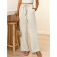 thumbnail image 5 of Cutuoiiu Women's High Waisted Solid Color Wide Leg Pants, Drawstring Elastic Waist with Pockets, Lightweight Loose Fit Long Trousers for Everyday Wear Gift, 5 of 8